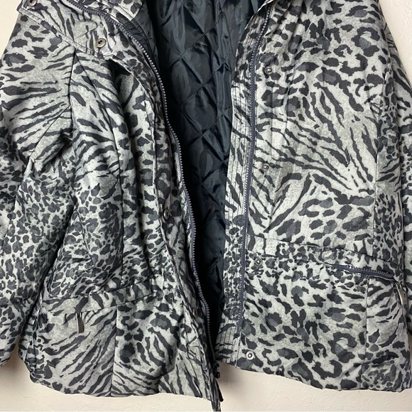 Jones New York Sport Puffer Zip-Up Jacket Gray Animal Print - Picture 6 of 8